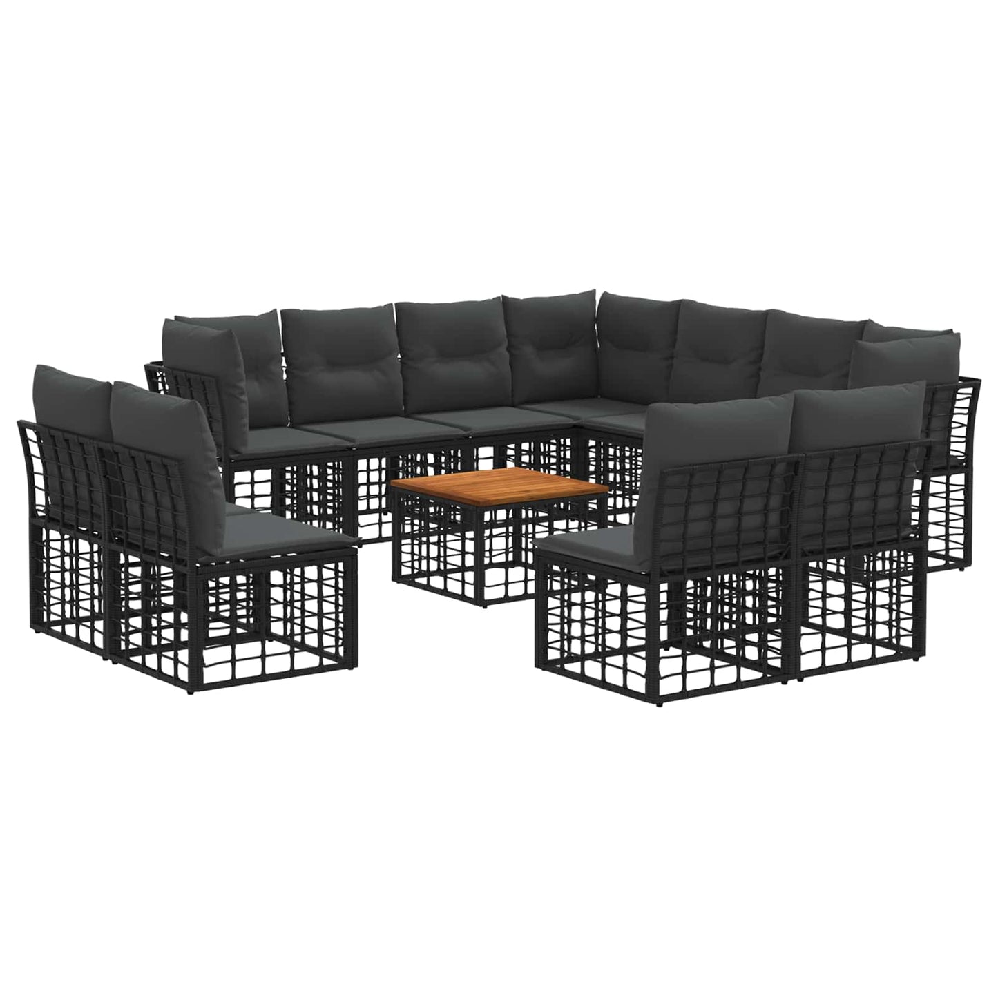 Outdoor-Sofagarnitur 12 pcs Schwarz und Dunkelgrau Polyester