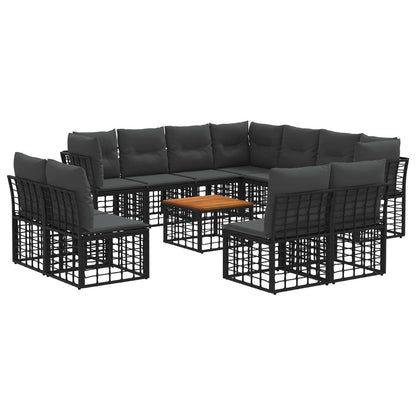Outdoor-Sofagarnitur 12 stk. Schwarz und Dunkelgrau Polyester