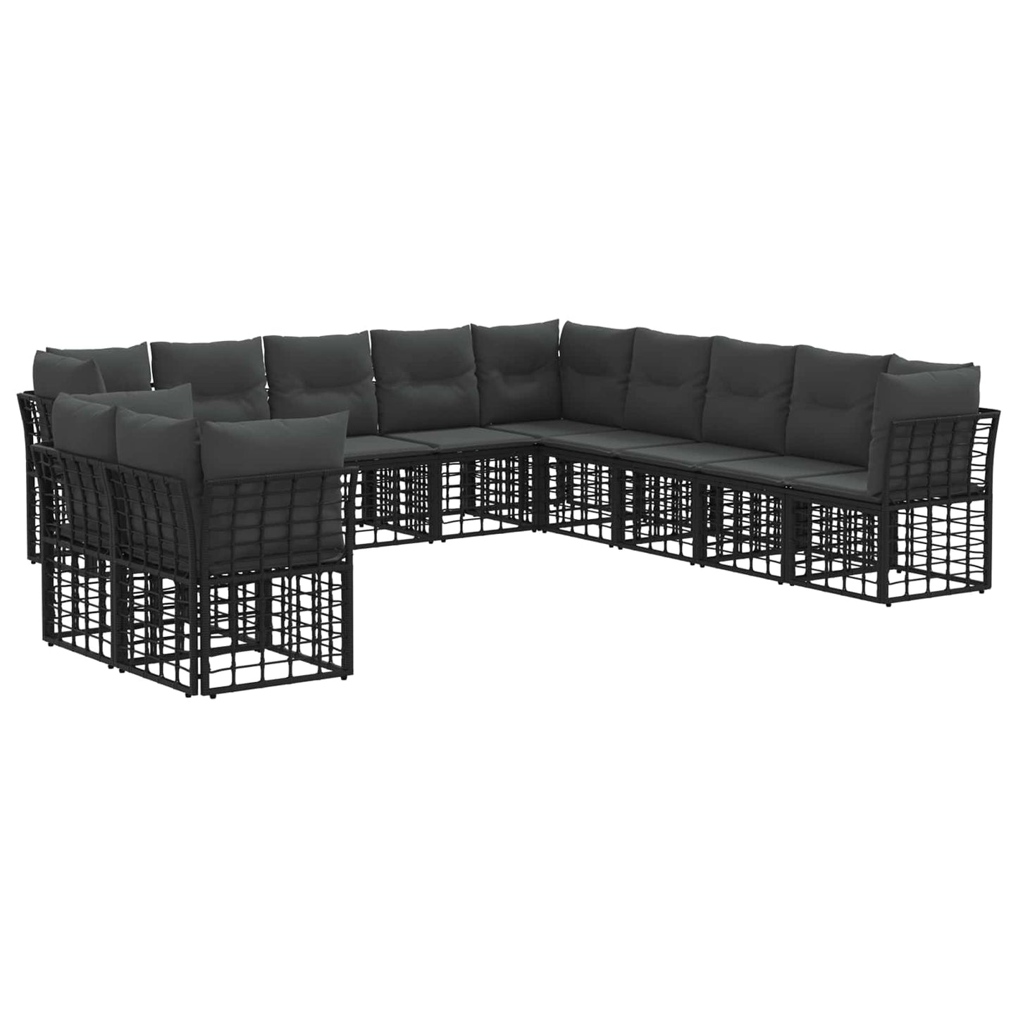 Outdoor-Sofagarnitur Schwarz Polyester