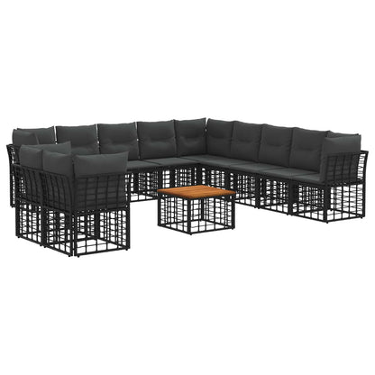Outdoor-Sofagarnitur 12 stk. Schwarz und Dunkelgrau Polyester