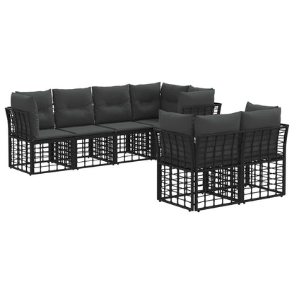 Outdoor-Sofagarnitur 7 stk. Schwarz Polyester