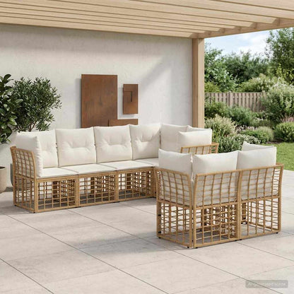 Outdoor-Sofagarnitur 7 stk. Natur Polyester