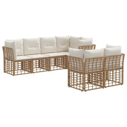 Outdoor-Sofagarnitur 7 stk. Natur Polyester