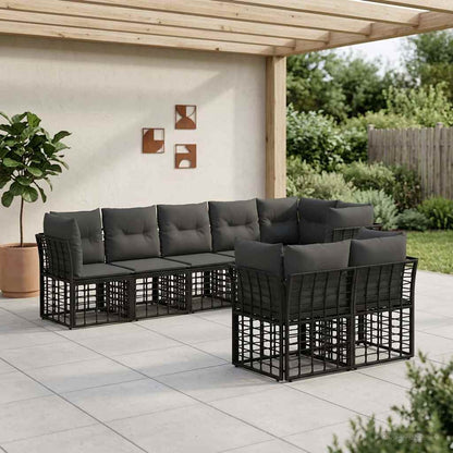 Outdoor-Sofagarnitur Schwarz Polyester