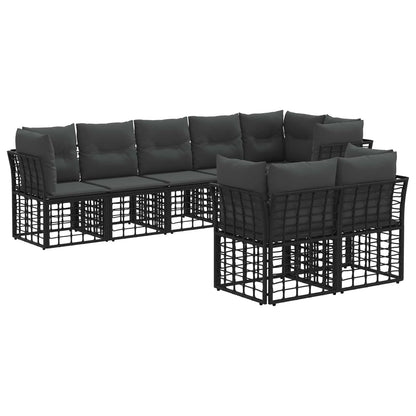 Outdoor-Sofagarnitur Schwarz Polyester