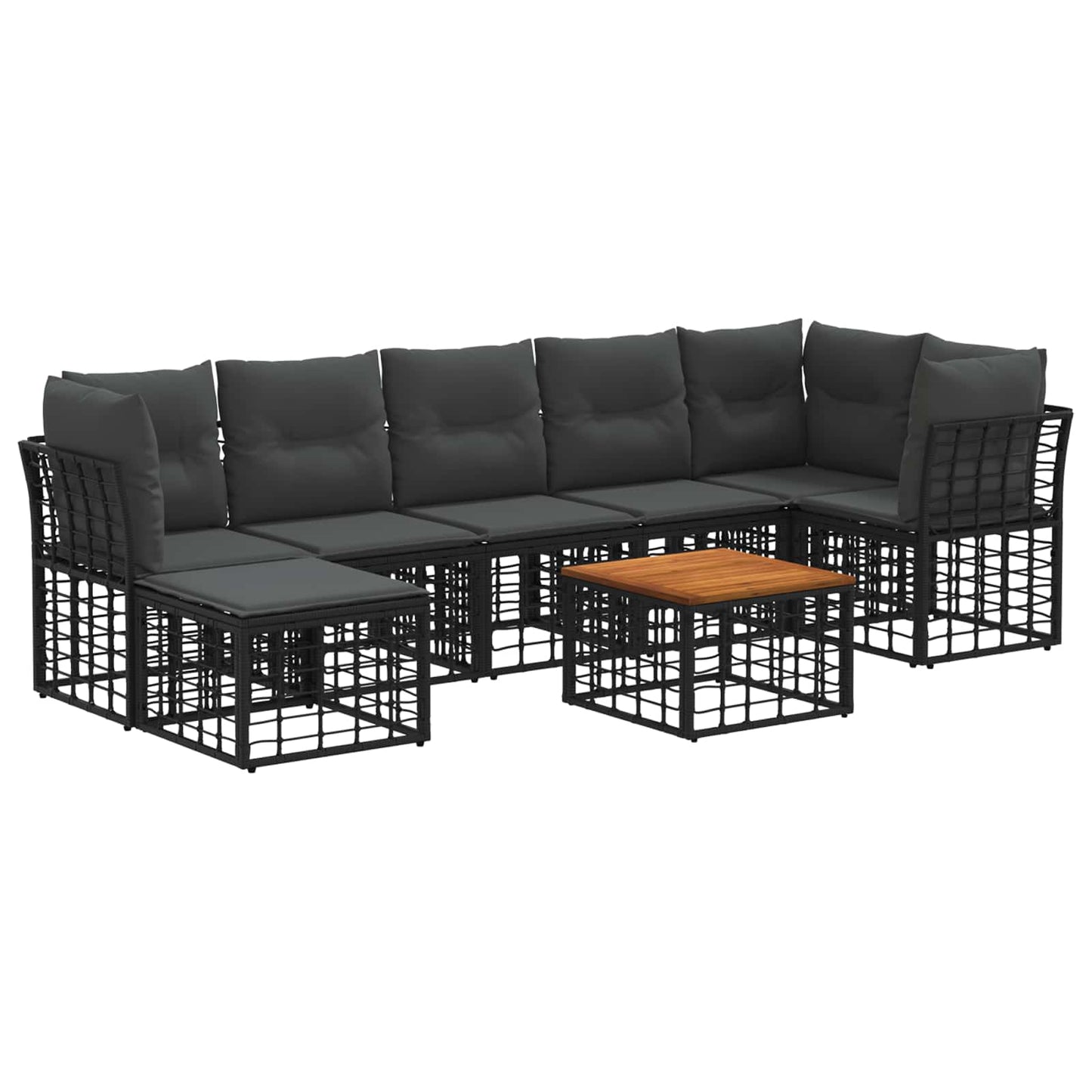 Outdoor-Sofagarnitur 8 stk. Schwarz und Dunkelgrau Polyester