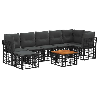 Outdoor-Sofagarnitur 8 stk. Schwarz und Dunkelgrau Polyester
