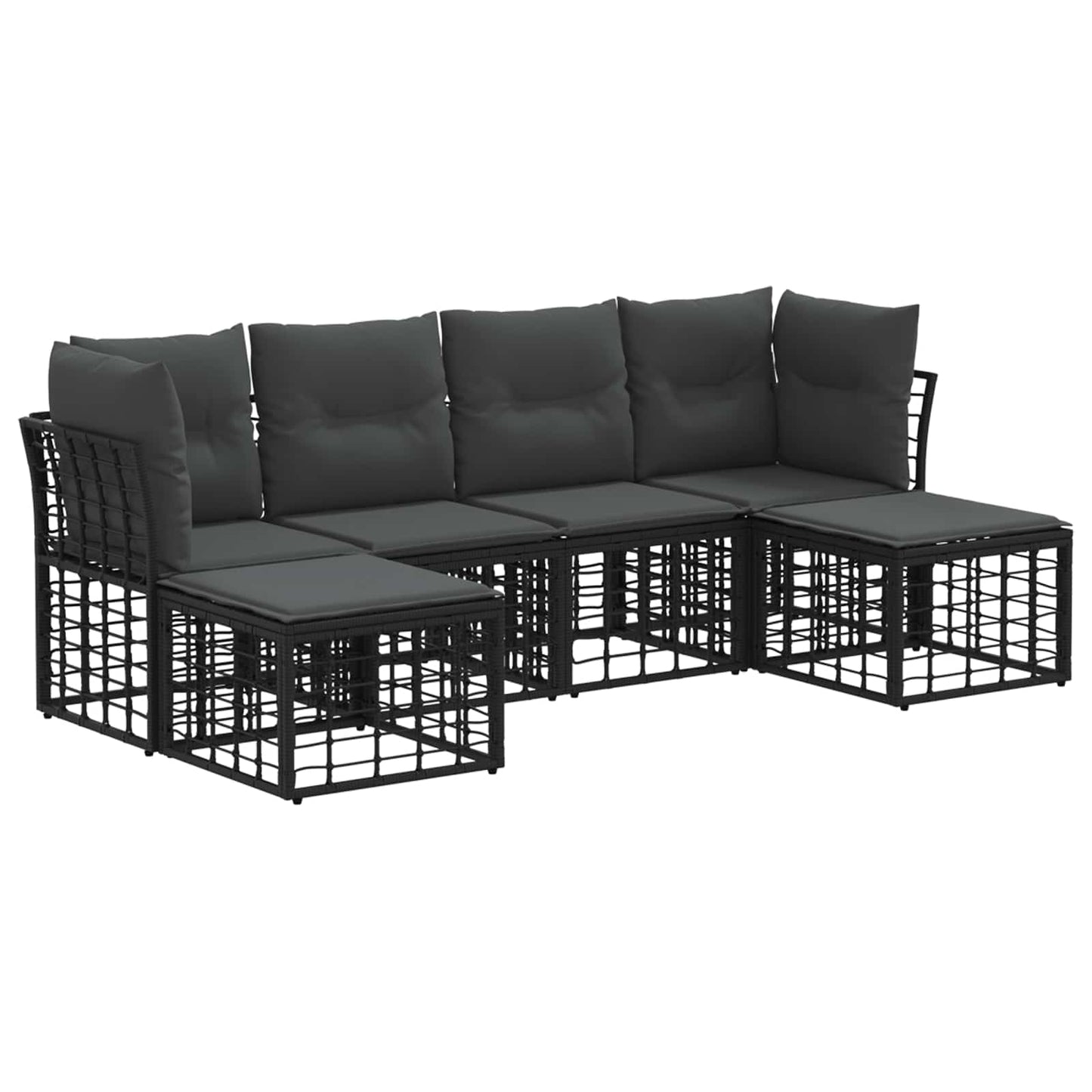 Outdoor-Sofagarnitur Schwarz Polyester