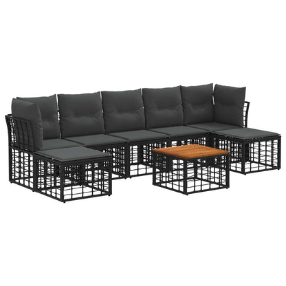 Outdoor-Sofagarnitur 8 stk. Schwarz und Dunkelgrau Polyester