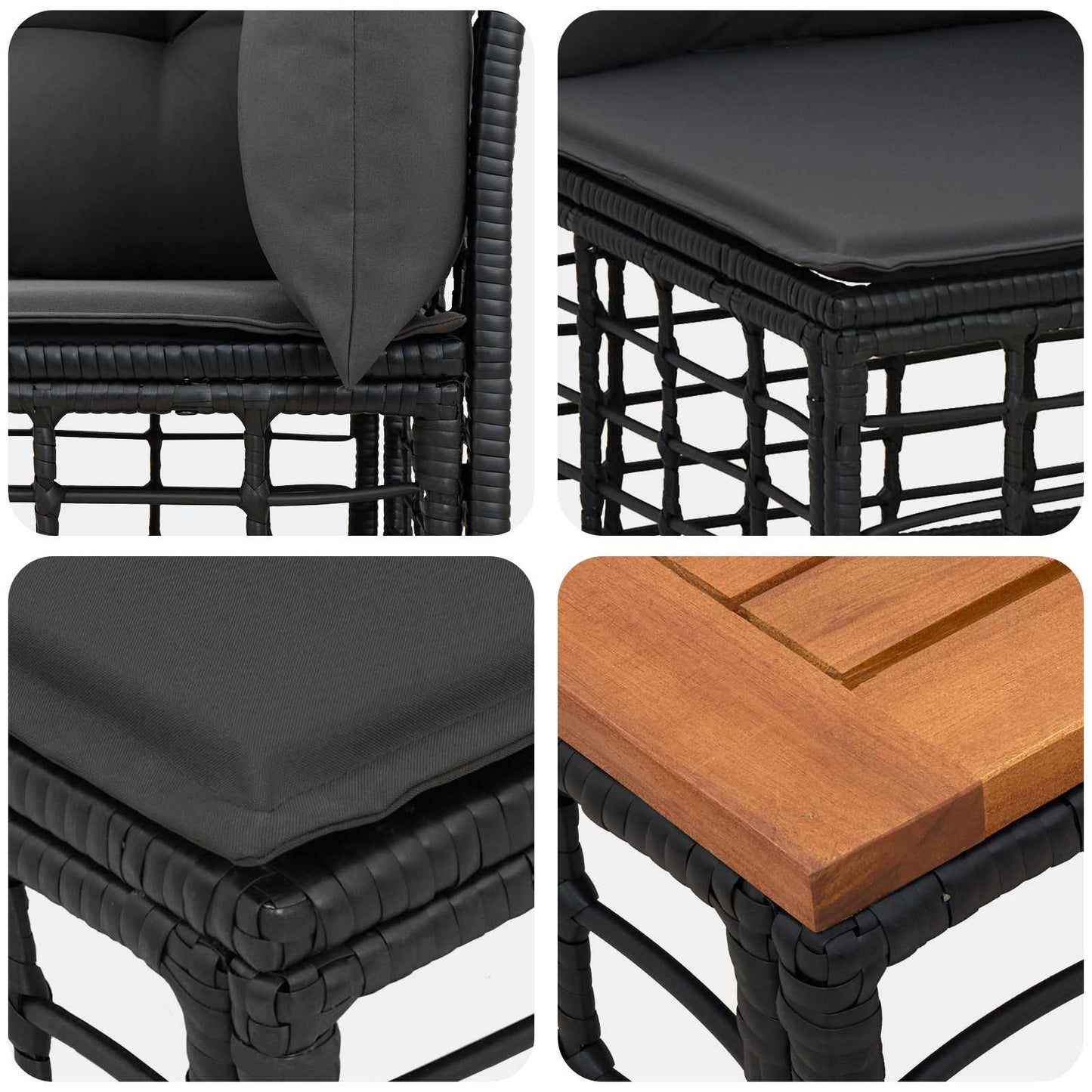 Outdoor-Sofagarnitur 9 stk. Schwarz und Dunkelgrau Polyester