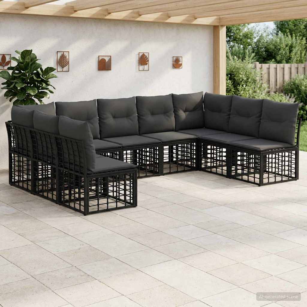 Outdoor-Sofagarnitur Schwarz Polyester