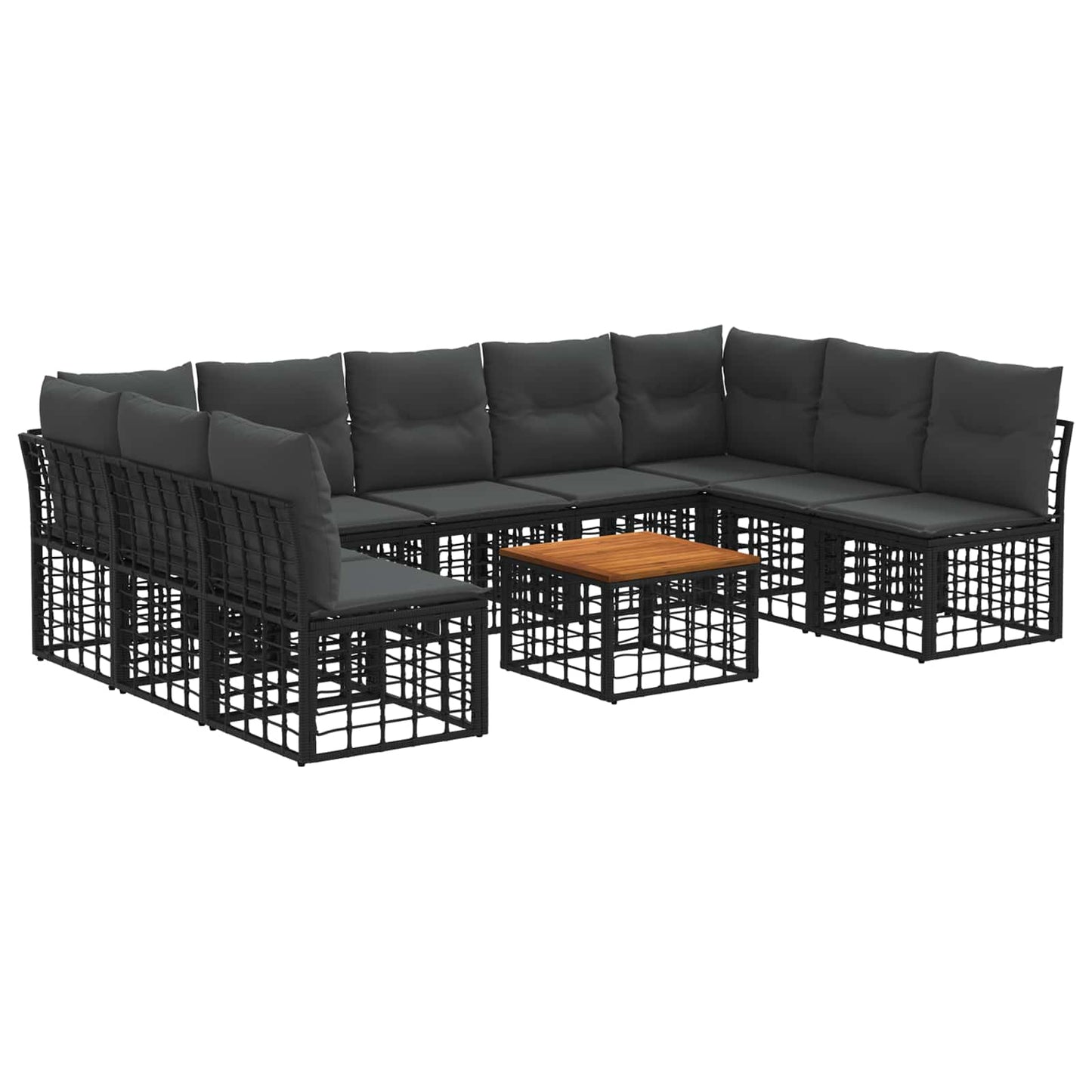 Outdoor-Sofagarnitur 10 pcs Schwarz und Dunkelgrau Polyester
