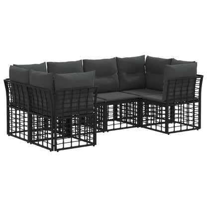 Outdoor-Sofagarnitur 6 stk. Schwarz Polyester