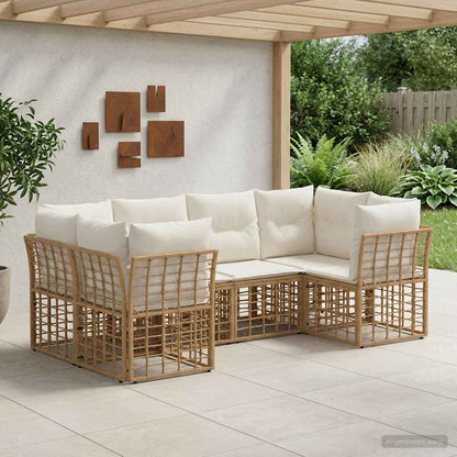 Outdoor-Sofagarnitur 6 stk. Natur Polyester