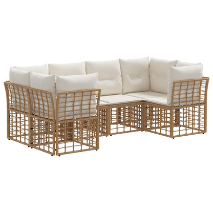 Outdoor-Sofagarnitur 6 stk. Natur Polyester