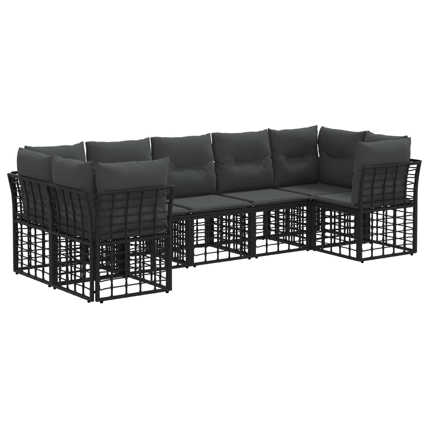 Outdoor-Sofagarnitur 7 pcs Schwarz und Dunkelgrau Polyester
