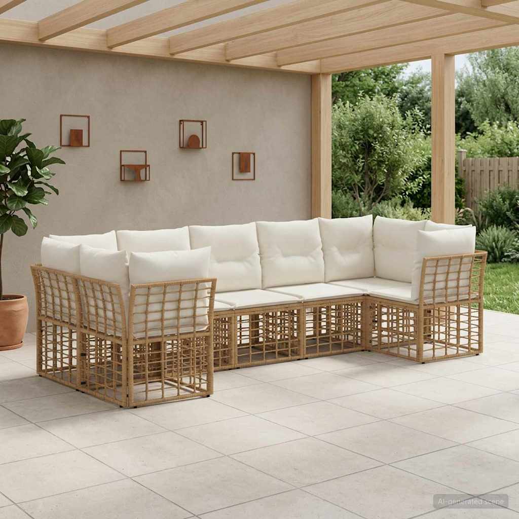 Outdoor-Sofagarnitur 7 stk. 7-Sitzer Natur und Cremeweiß