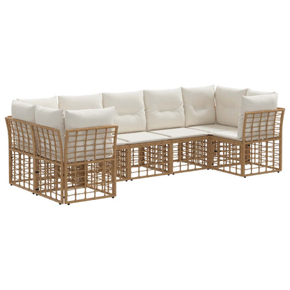 Outdoor-Sofagarnitur 7 stk. 7-Sitzer Natur und Cremeweiß
