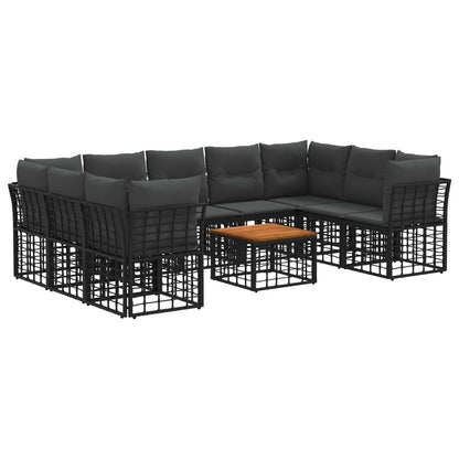 Outdoor-Sofagarnitur 10 stk. Schwarz und Dunkelgrau Polyester