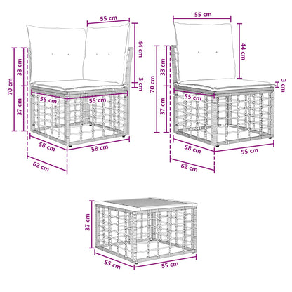 Outdoor-Sofagarnitur 10 stk. Schwarz und Dunkelgrau Polyester