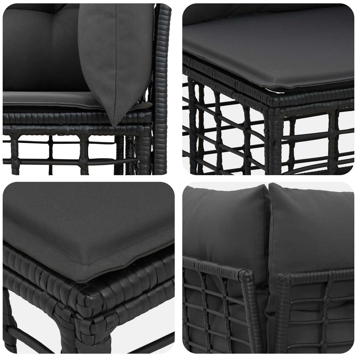 Outdoor-Sofagarnitur Schwarz und Dunkelgrau Polyester