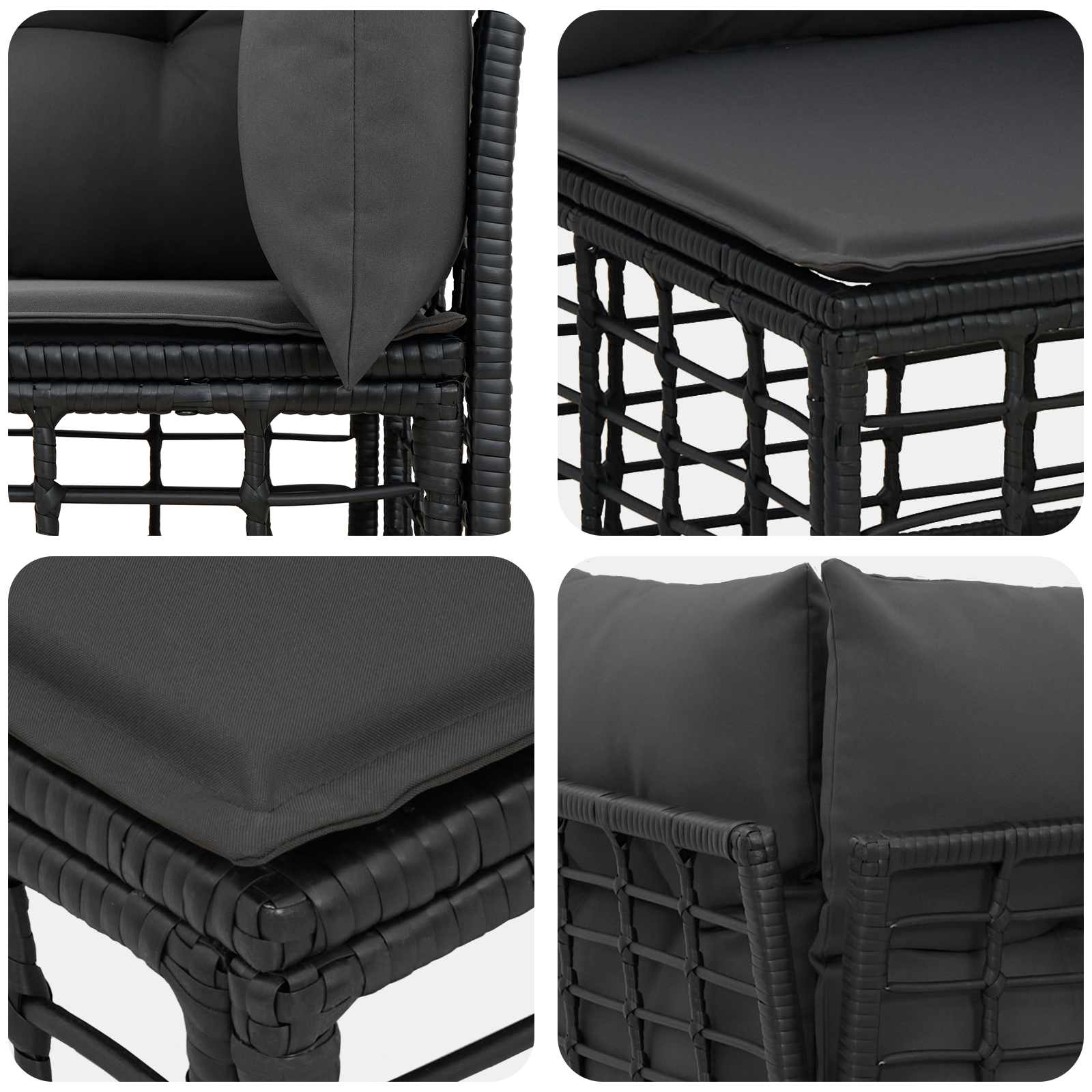Outdoor-Sofagarnitur Schwarz und Dunkelgrau Polyester
