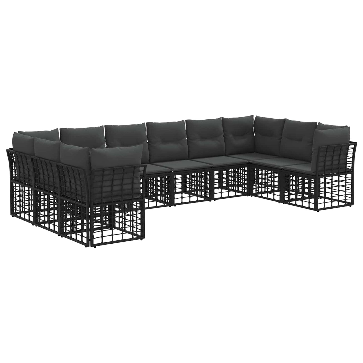 Outdoor-Sofagarnitur Schwarz und Dunkelgrau Polyester