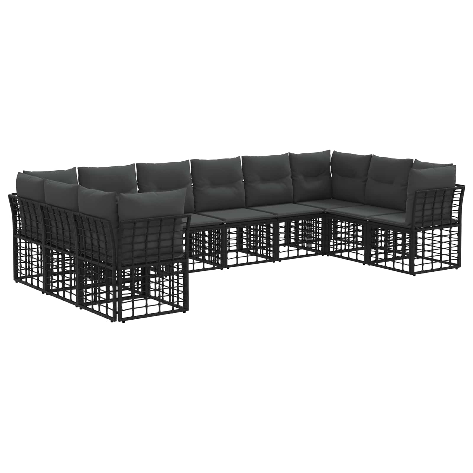 Outdoor-Sofagarnitur Schwarz und Dunkelgrau Polyester