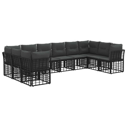Outdoor-Sofagarnitur Schwarz und Dunkelgrau Polyester