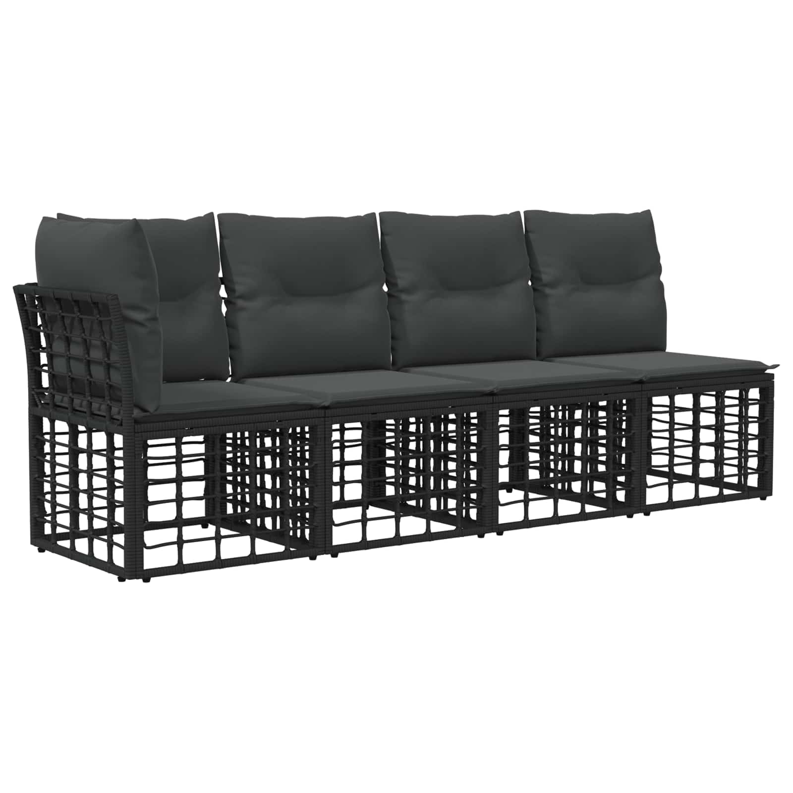 Outdoor-Sofagarnitur Schwarz und Dunkelgrau Polyester