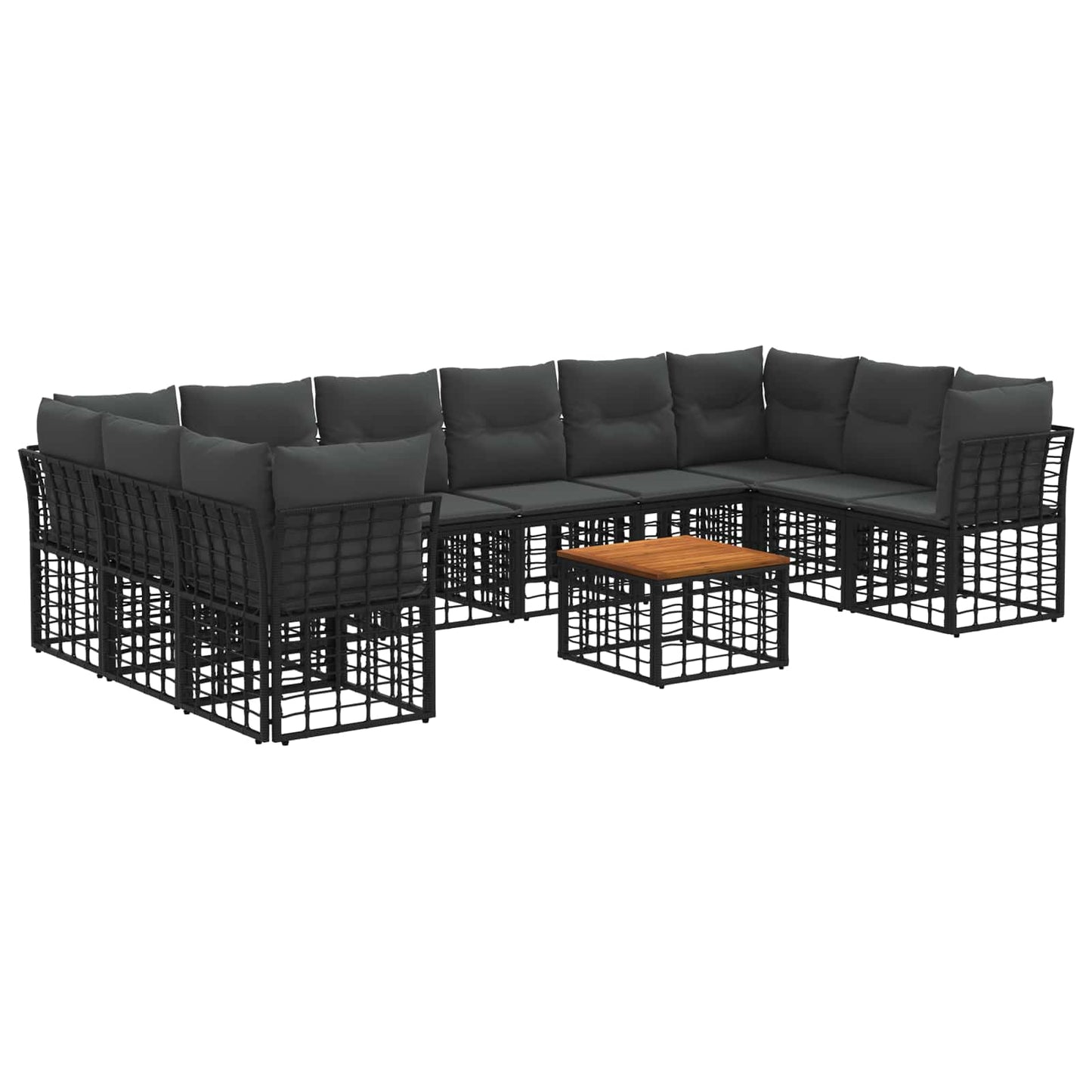 Outdoor-Sofagarnitur 11 pcs Schwarz und Dunkelgrau Polyester