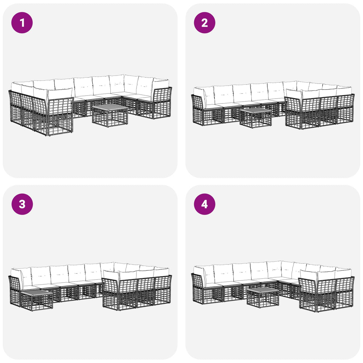Outdoor-Sofagarnitur 11 stk. 10-Sitzer Natur und Cremeweiß