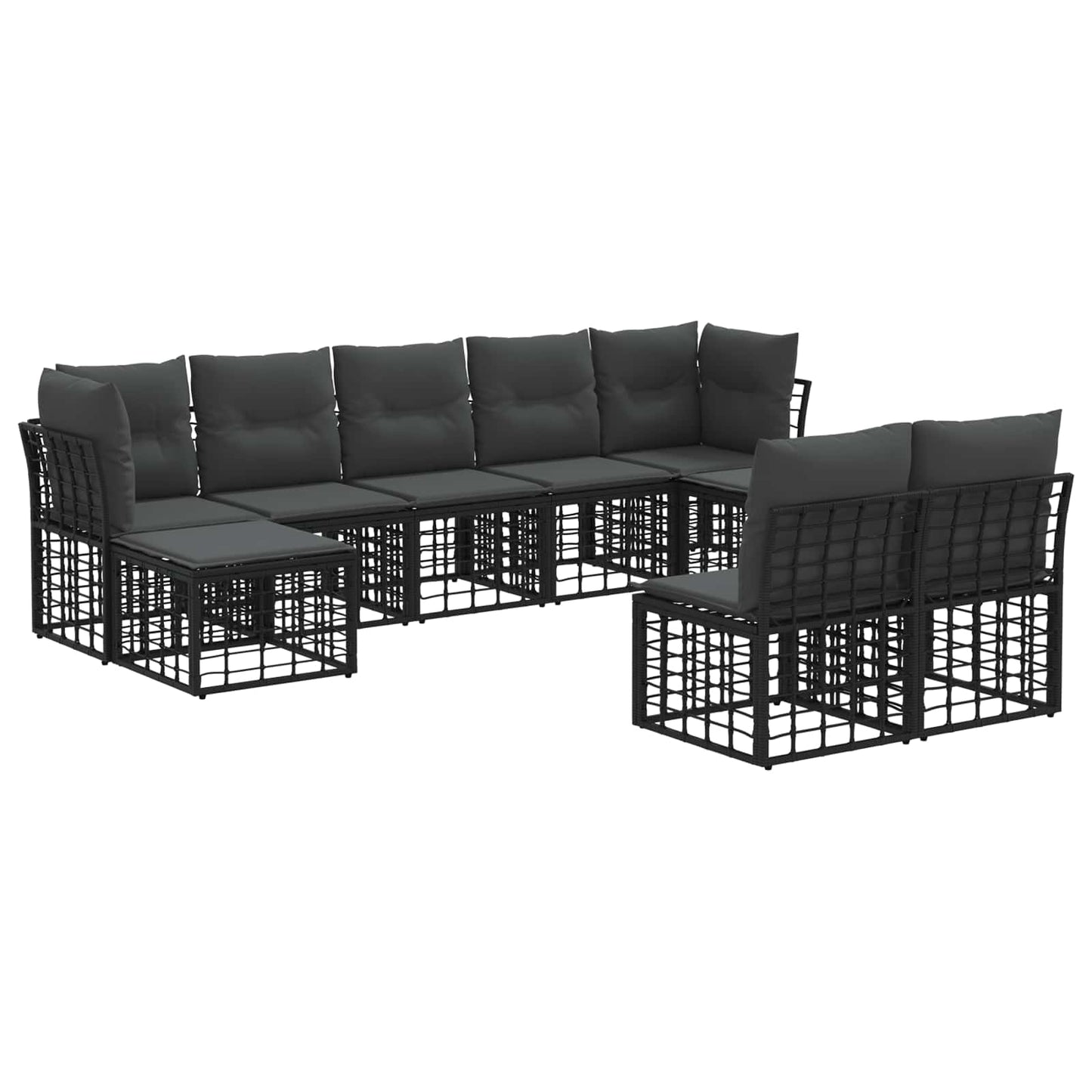 Outdoor-Sofagarnitur Schwarz und Dunkelgrau Polyester