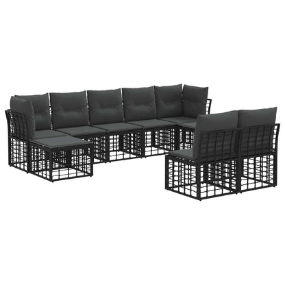 Outdoor-Sofagarnitur Schwarz und Dunkelgrau Polyester