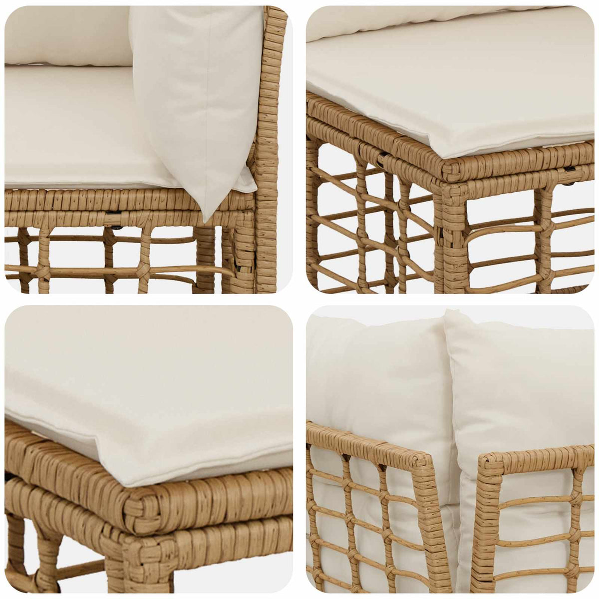 Outdoor-Sofagarnitur 9-Sitzer Natur und Cremeweiß Polyester