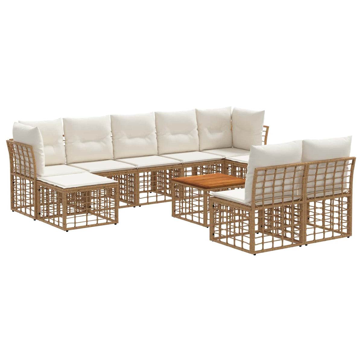 Outdoor-Sofagarnitur 10 stk. 9-Sitzer Natur und Cremeweiß