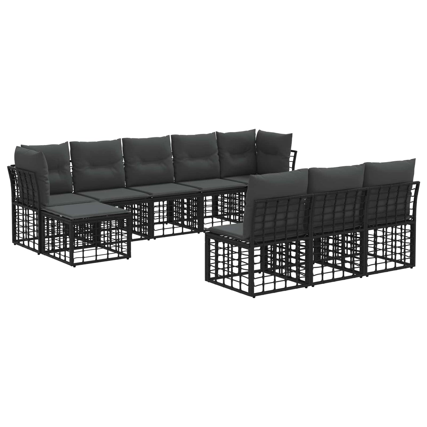 Outdoor-Sofagarnitur Schwarz und Dunkelgrau Polyester