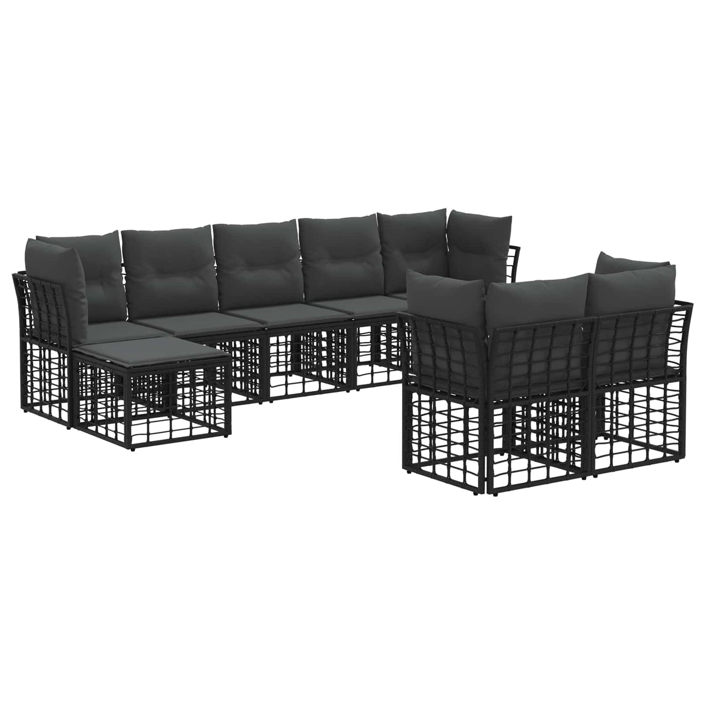 Outdoor-Sofagarnitur Schwarz und Dunkelgrau Polyester