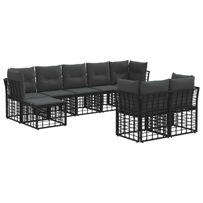 Outdoor-Sofagarnitur Schwarz und Dunkelgrau Polyester