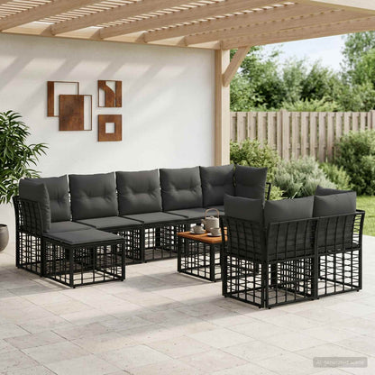 Outdoor-Sofagarnitur 10 stk. Schwarz und Dunkelgrau Polyester