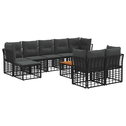 Outdoor-Sofagarnitur 10 stk. Schwarz und Dunkelgrau Polyester