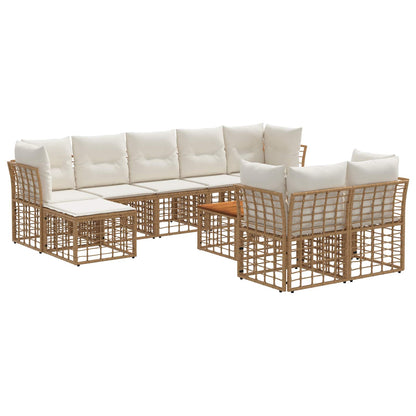 Outdoor-Sofagarnitur 10 stk. 9-Sitzer Natur und Cremeweiß