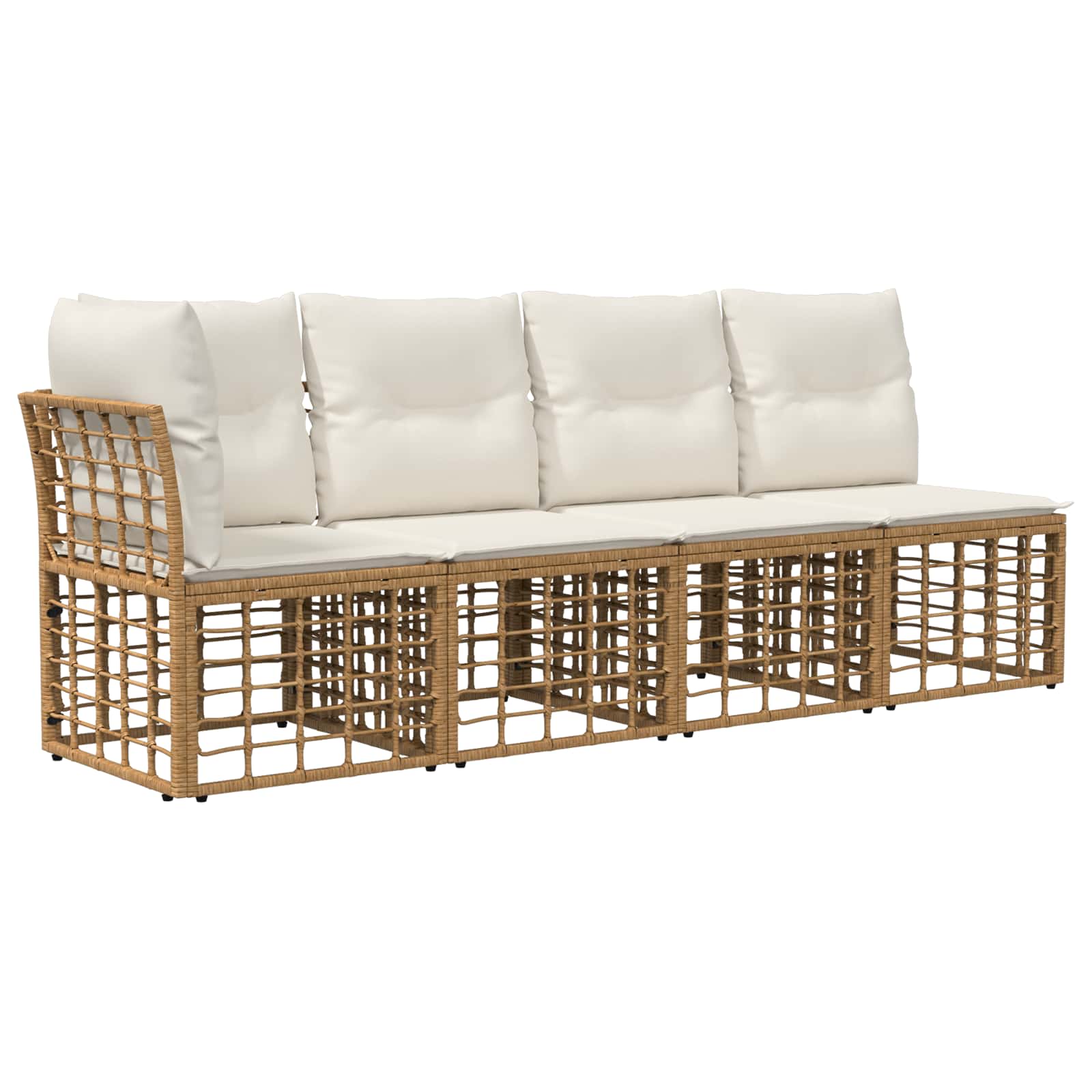 Outdoor-Sofagarnitur 10 stk. Natürlich und Cremweiß Polyester