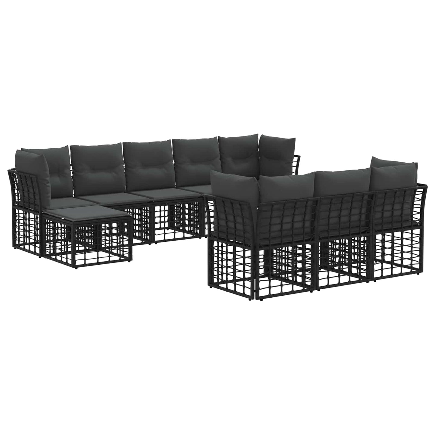 Outdoor-Sofagarnitur Schwarz und Dunkelgrau Polyester