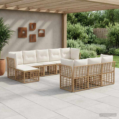 Outdoor-Sofagarnitur 10-Sitzer Natur und Cremeweiß Polyester