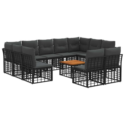 Outdoor-Sofagarnitur 12 stk. Schwarz und Dunkelgrau Polyester