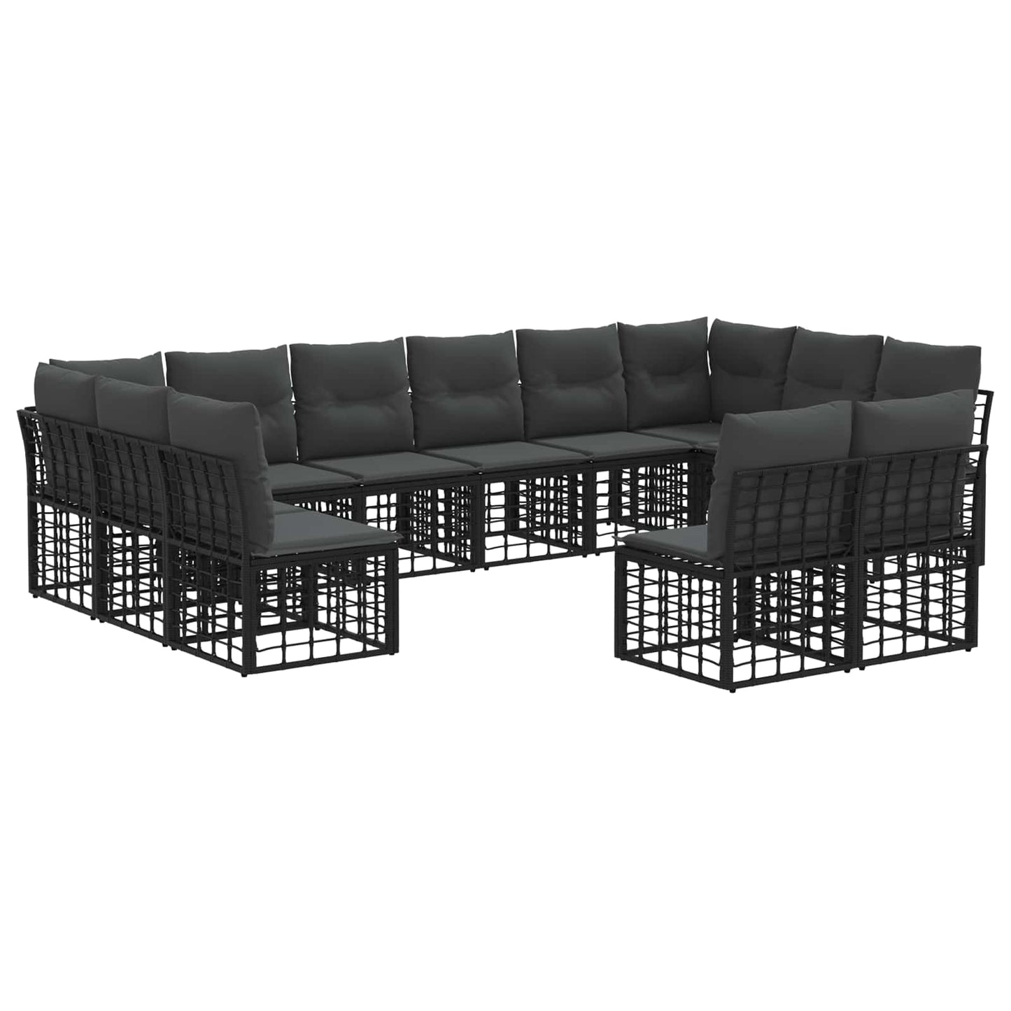 Outdoor-Sofagarnitur Schwarz und Dunkelgrau Polyester
