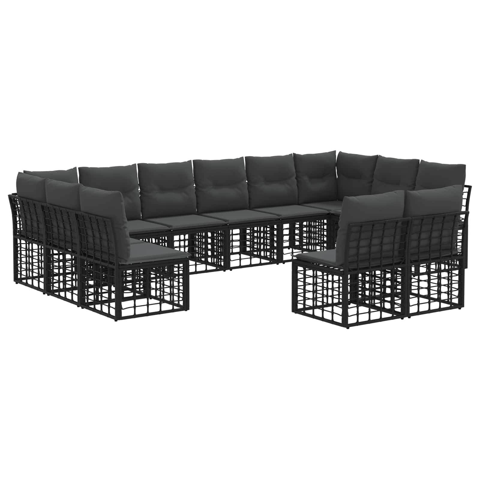 Outdoor-Sofagarnitur Schwarz und Dunkelgrau Polyester