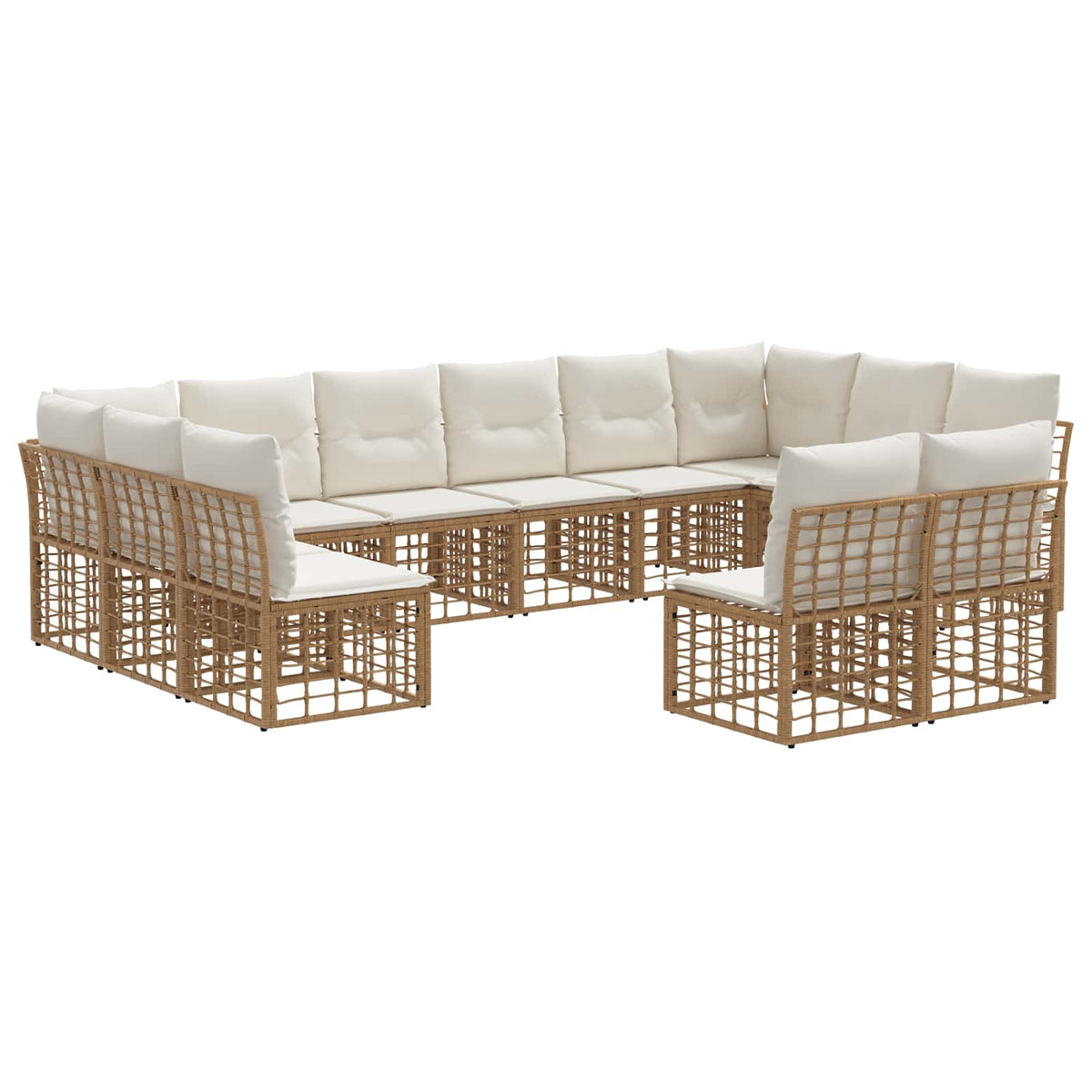 Outdoor-Sofagarnitur 12-Sitzer Natur und Cremeweiß Polyester