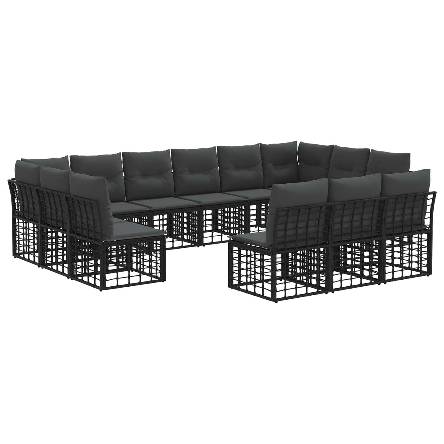 Outdoor-Sofagarnitur Schwarz und Dunkelgrau Polyester